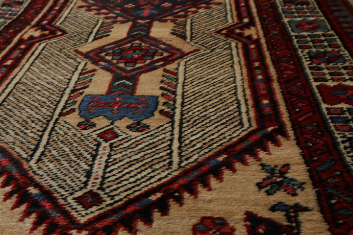 3x14 Beige, Rust, Red Color Hand Knotted Antique Herati Wool Traditional Oriental Rug