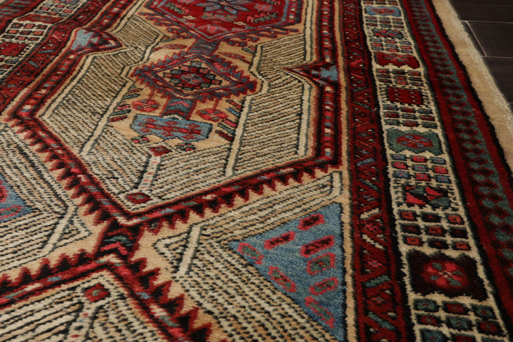 3x14 Beige, Rust, Red Color Hand Knotted Antique Herati Wool Traditional Oriental Rug