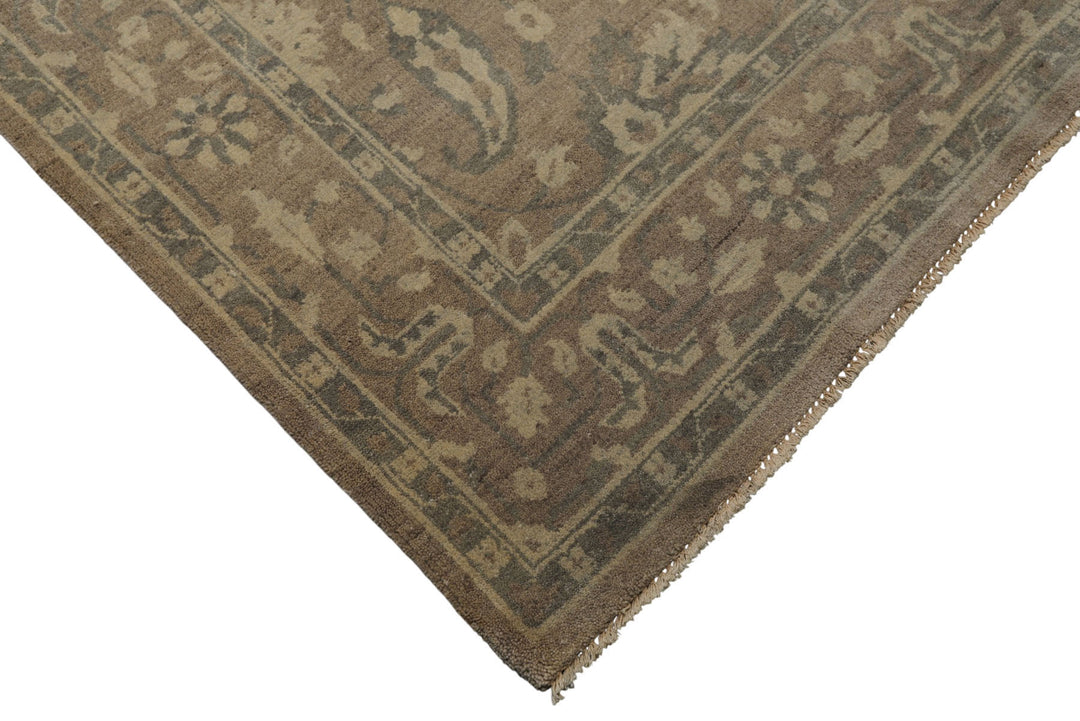 6x9 Taupe, Slate, Beige Color Hand Knotted Oushak Wool Traditional Oriental Rug