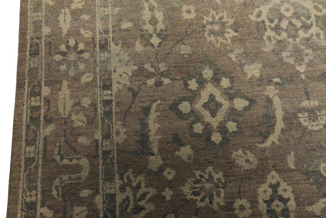 6x9 Taupe, Slate, Beige Color Hand Knotted Oushak Wool Traditional Oriental Rug