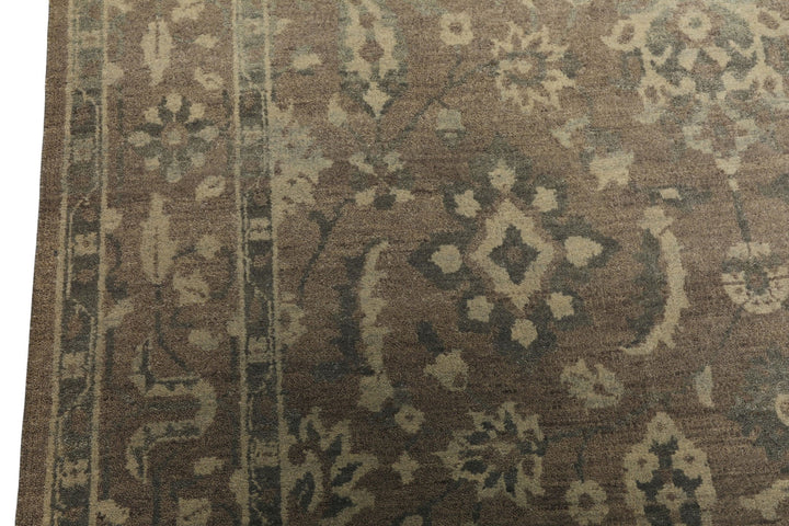 6x9 Taupe, Slate, Beige Color Hand Knotted Oushak Wool Traditional Oriental Rug