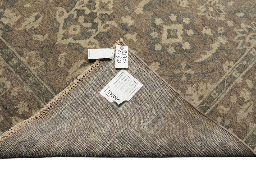 6x9 Taupe, Slate, Beige Color Hand Knotted Oushak Wool Traditional Oriental Rug