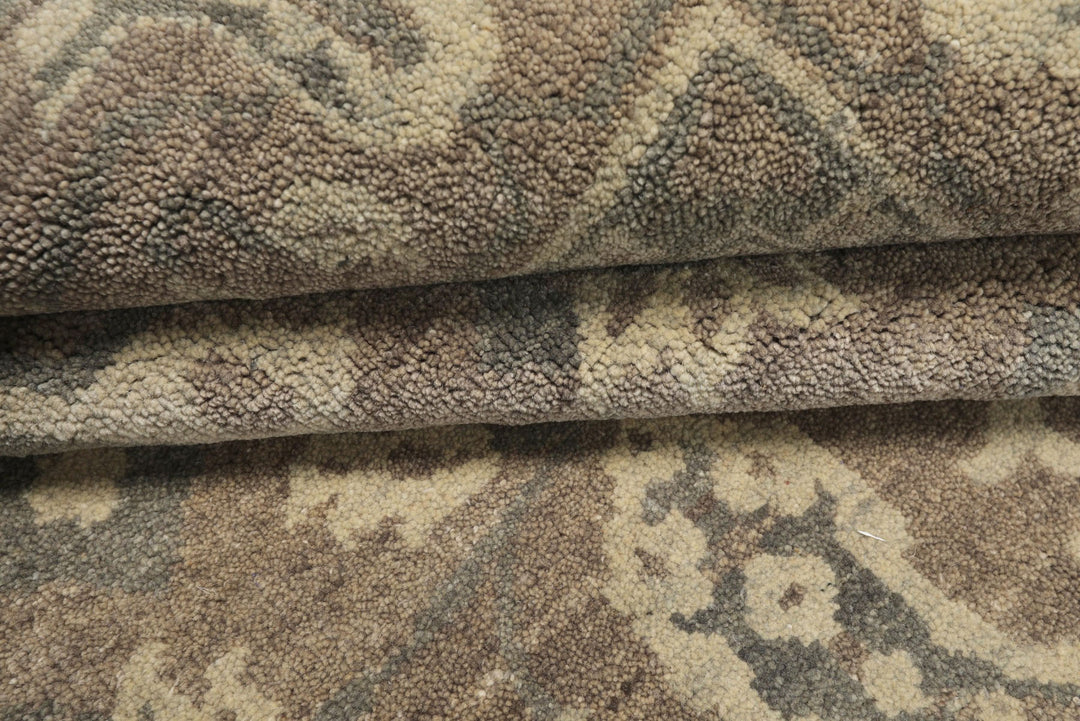 6x9 Taupe, Slate, Beige Color Hand Knotted Oushak Wool Traditional Oriental Rug