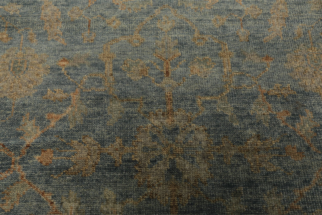 6x9 Aqua, Beige, Tan Color Hand Knotted Oushak Wool Traditional Oriental Rug