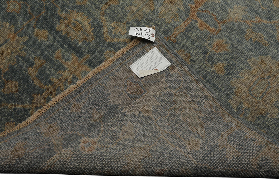 6x9 Aqua, Beige, Tan Color Hand Knotted Oushak Wool Traditional Oriental Rug