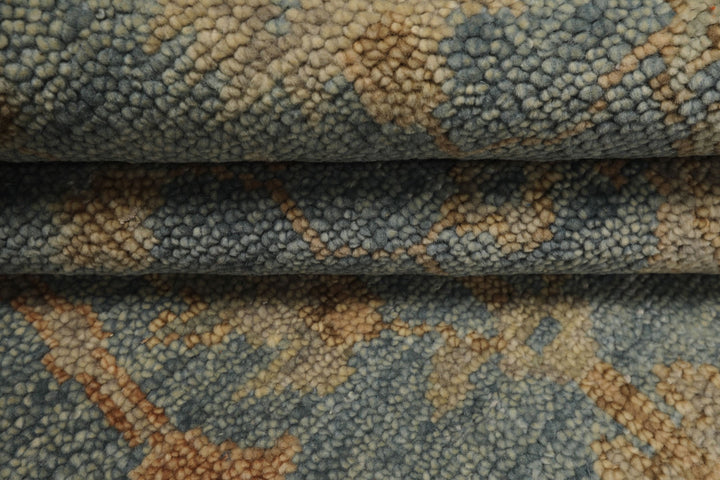6x9 Aqua, Beige, Tan Color Hand Knotted Oushak Wool Traditional Oriental Rug