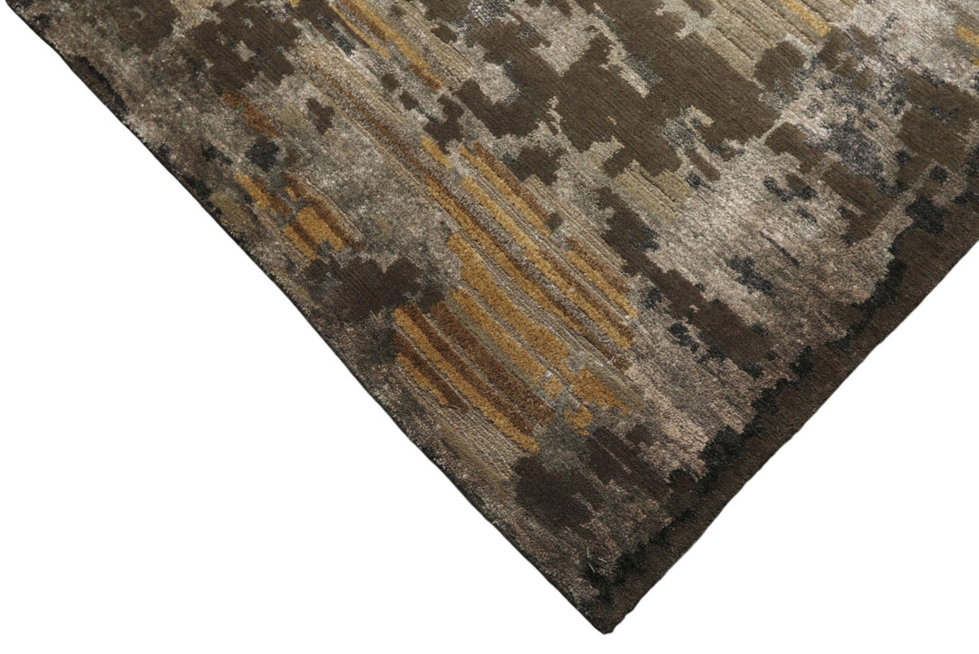 6x9 Brown, Silver, Gold Color Hand Knotted Sherpa Wool &amp; Bamboo Silk Modern Oriental Rug