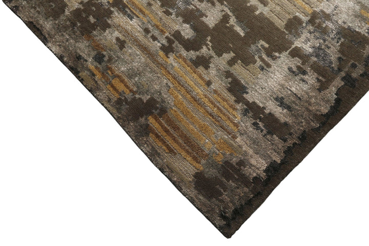 6x9 Brown, Silver, Gold Color Hand Knotted Sherpa Wool &amp; Bamboo Silk Modern Oriental Rug