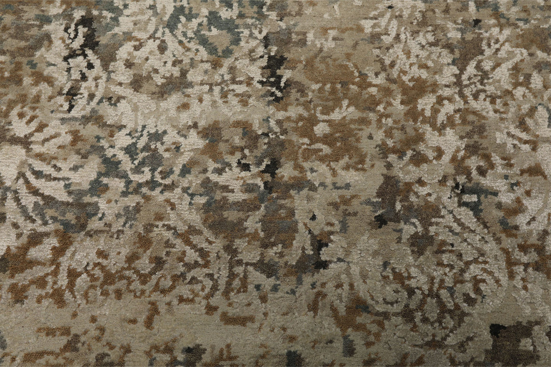 6x9 Beige, Brown, Charcoal Color Hand Knotted Sherpa Wool &amp; Bamboo Silk Modern Oriental Rug