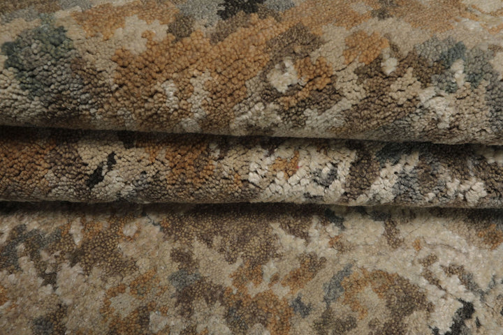 6x9 Beige, Brown, Charcoal Color Hand Knotted Sherpa Wool &amp; Bamboo Silk Modern Oriental Rug