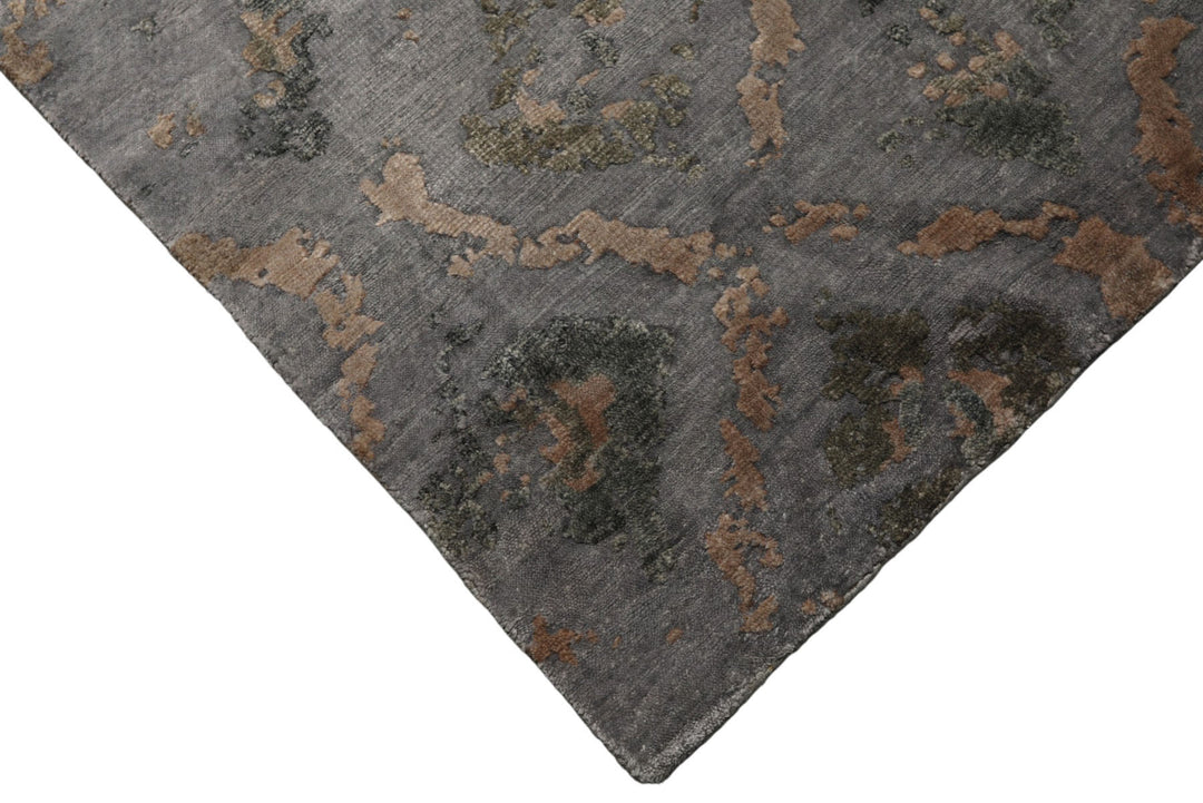 6x9 Silver, Gray, Tan Color Hand Knotted Tibetan Bamboo Silk Modern Oriental Rug