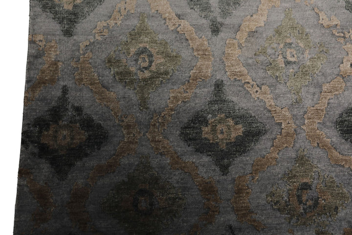 6x9 Silver, Gray, Tan Color Hand Knotted Tibetan Bamboo Silk Modern Oriental Rug