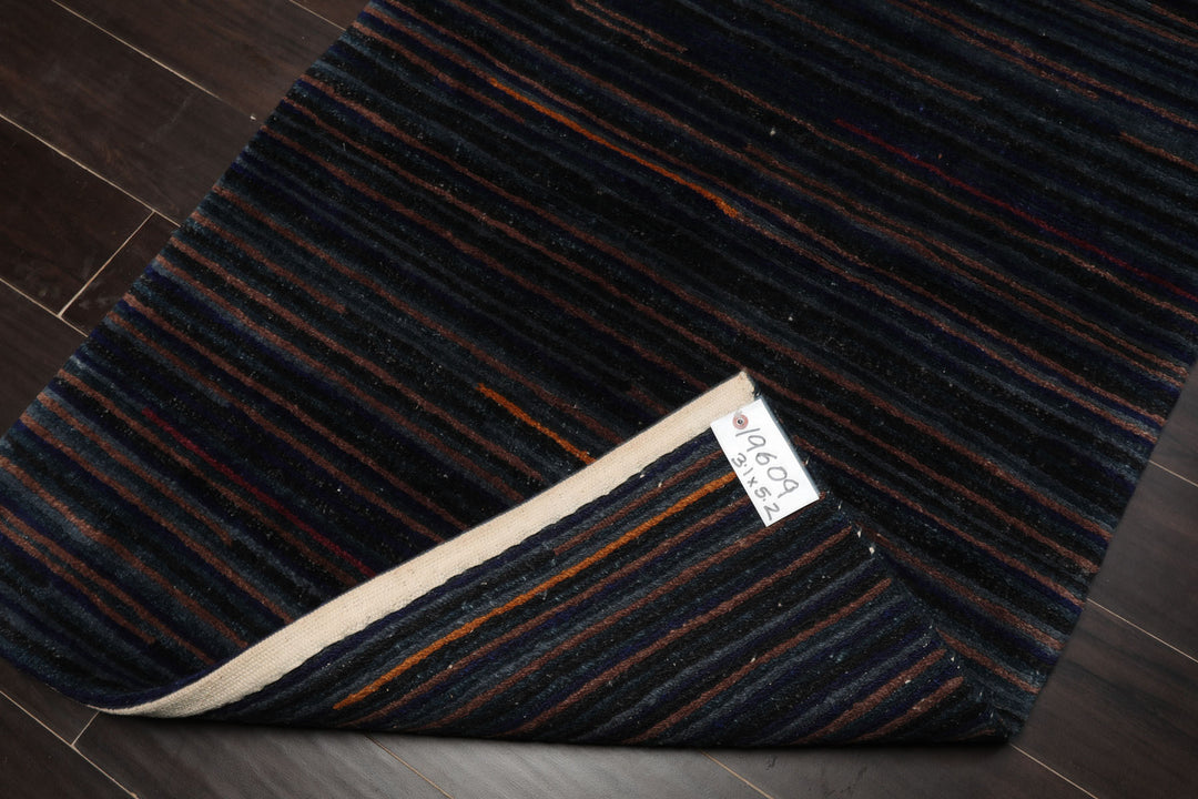 3x5 Navy, Brown, Blue Color Hand Knotted Tibetan Wool Modern & Contemporary Oriental Rug
