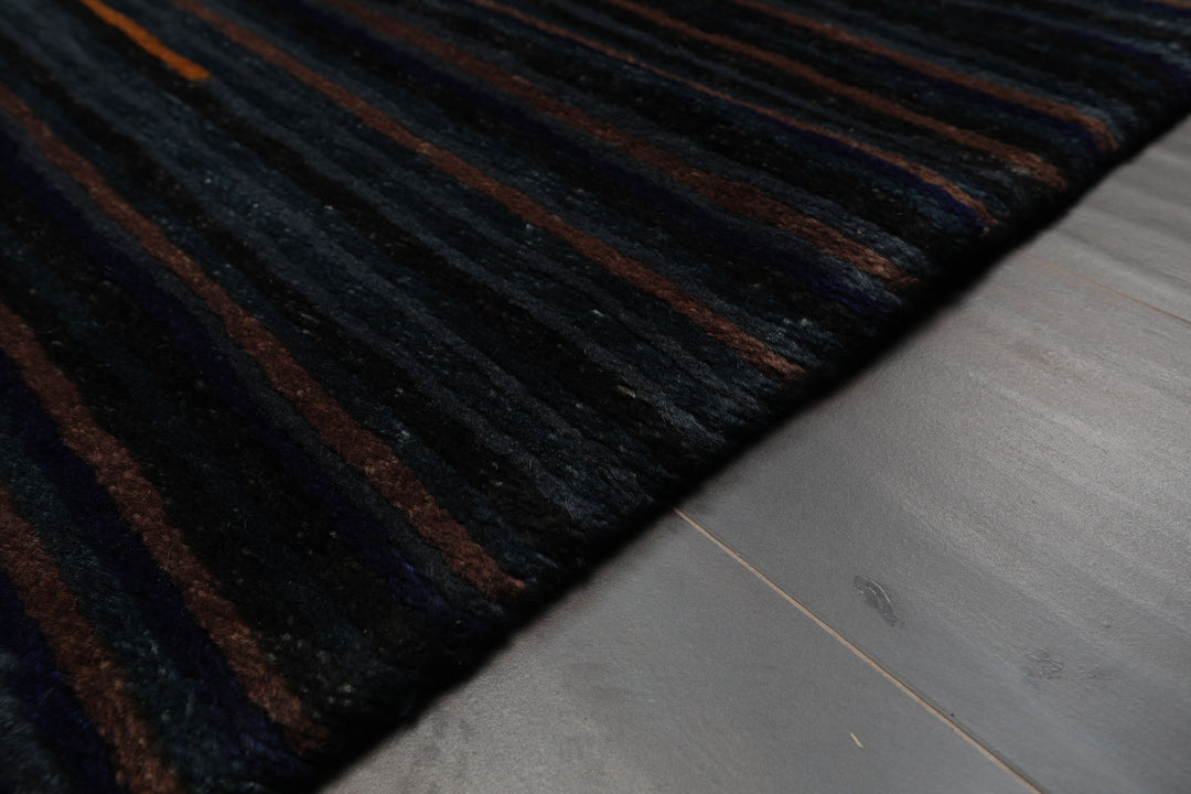 3x5 Navy, Brown, Blue Color Hand Knotted Tibetan Wool Modern & Contemporary Oriental Rug