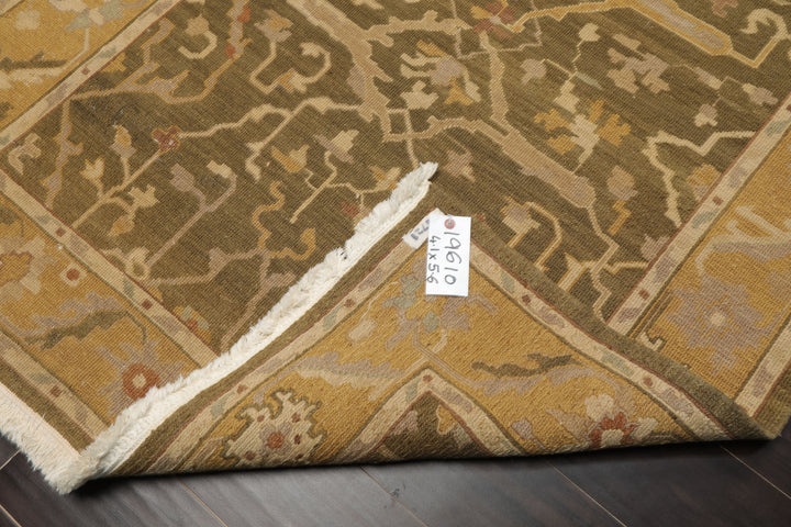 4x6 Olive, Green, Tan Color Hand Woven  Wool Traditional Oriental Rug