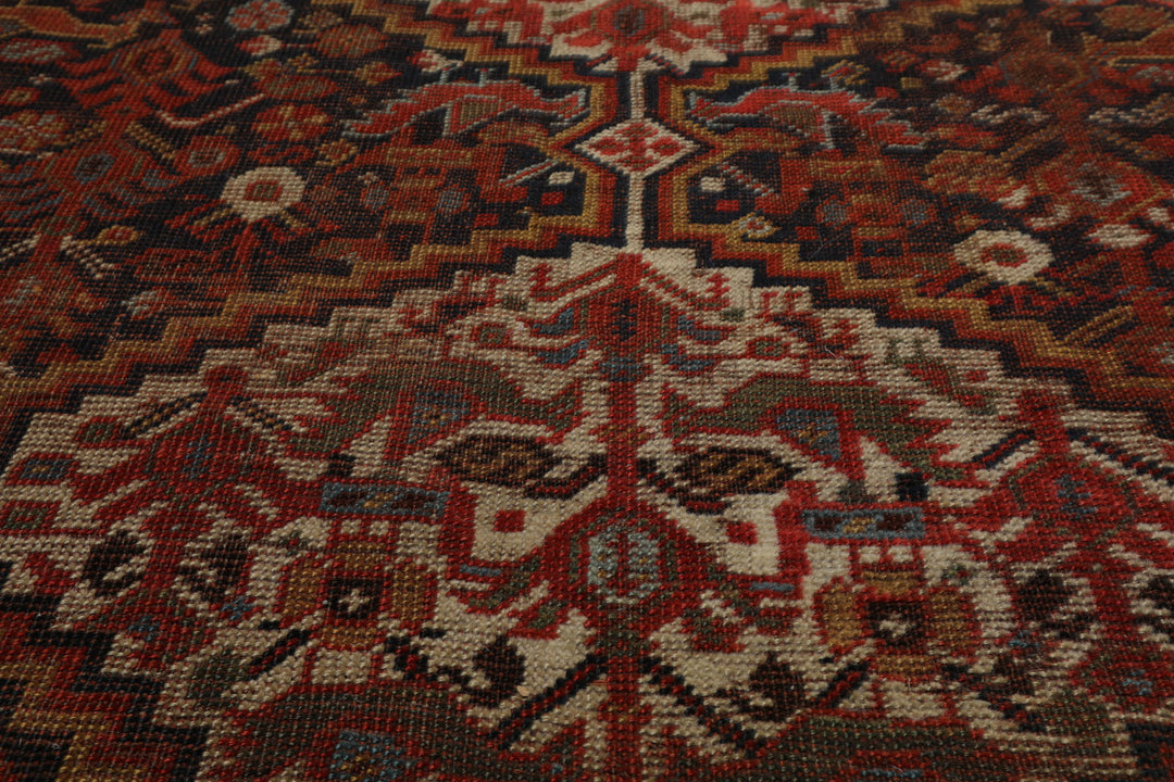 5x9 Charcoal, Beige, Rust Color Hand Knotted Antique Kazak Wool Traditional Oriental Rug