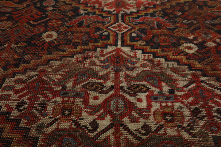 5x9 Charcoal, Beige, Rust Color Hand Knotted Antique Kazak Wool Traditional Oriental Rug