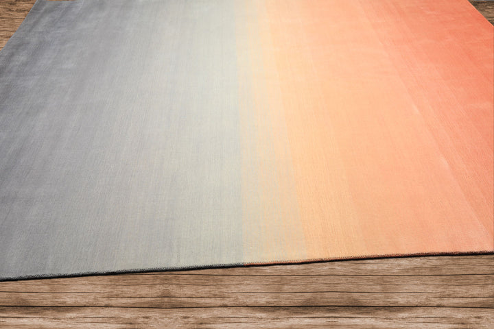 Multi Size Gray Peach Blush Color Hand Loomed Ombre Wool Modern & Contemporary Oriental Rug