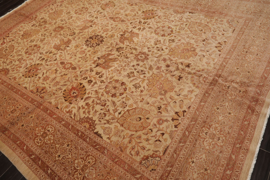 9x12 Beige, Rose, Rust Color Hand Knotted Peshawar Wool Traditional Oriental Rug