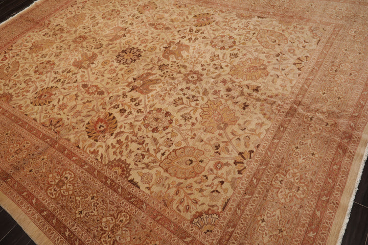 9x12 Beige, Rose, Rust Color Hand Knotted Peshawar Wool Traditional Oriental Rug