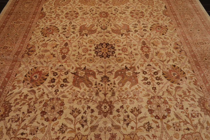 9x12 Beige, Rose, Rust Color Hand Knotted Peshawar Wool Traditional Oriental Rug