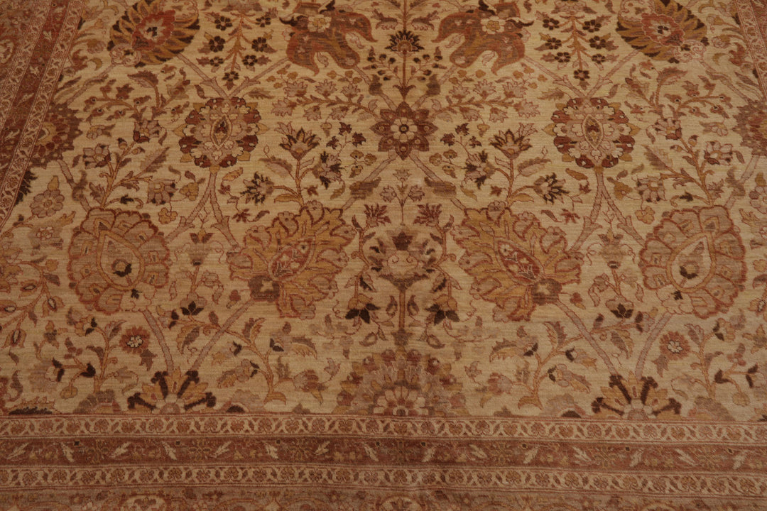 9x12 Beige, Rose, Rust Color Hand Knotted Peshawar Wool Traditional Oriental Rug