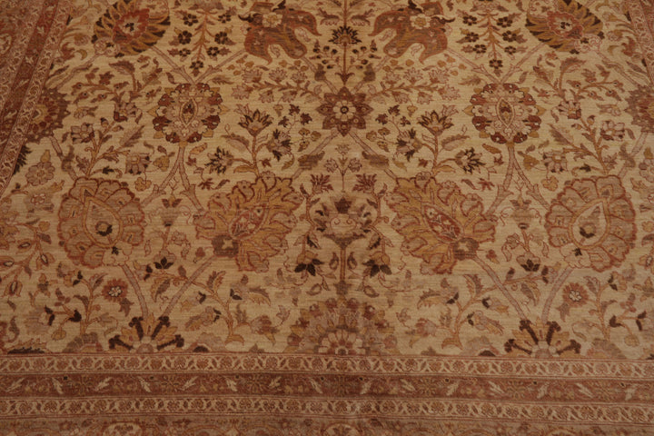 9x12 Beige, Rose, Rust Color Hand Knotted Peshawar Wool Traditional Oriental Rug