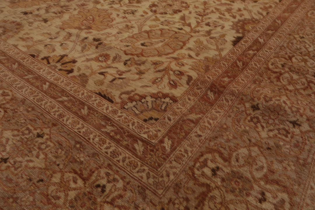 9x12 Beige, Rose, Rust Color Hand Knotted Peshawar Wool Traditional Oriental Rug