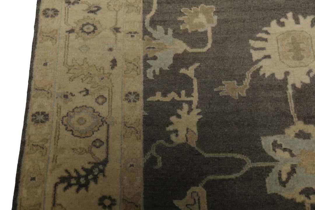 6x9 Taupe, Ivory, Gray Color Hand Knotted Oushak Wool Traditional Oriental Rug