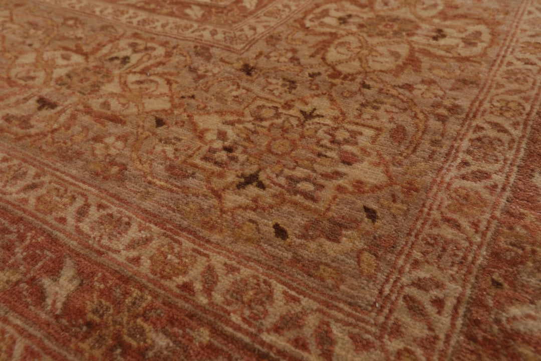 9x12 Beige, Rose, Rust Color Hand Knotted Peshawar Wool Traditional Oriental Rug