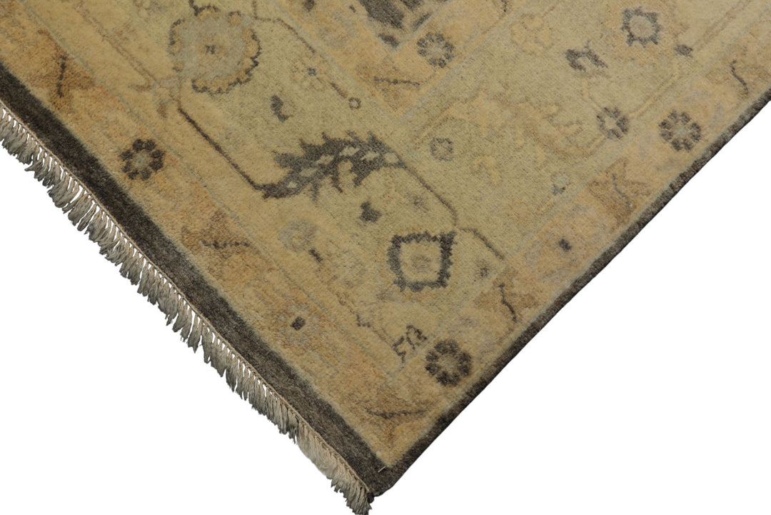 6x9 Taupe, Ivory, Gray Color Hand Knotted Oushak Wool Traditional Oriental Rug