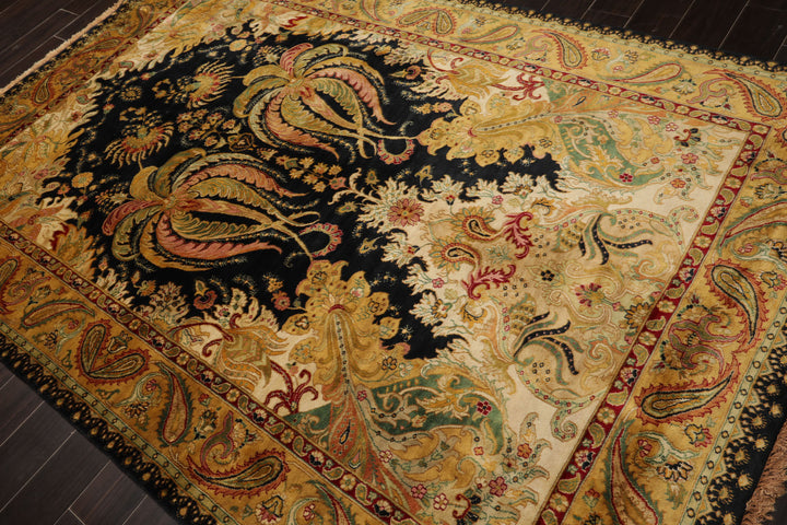 6x 9 Green, Rose, Red Color Hand Knotted Agra New Zealand Wool Traditional Oriental Rug