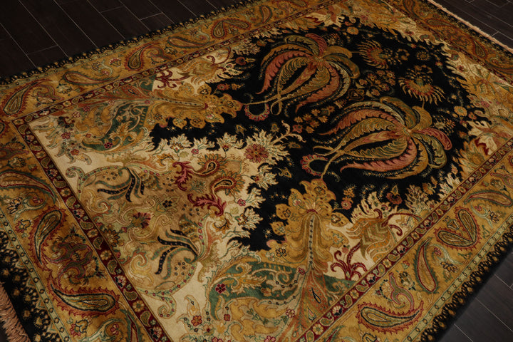 6x 9 Green, Rose, Red Color Hand Knotted Agra New Zealand Wool Traditional Oriental Rug