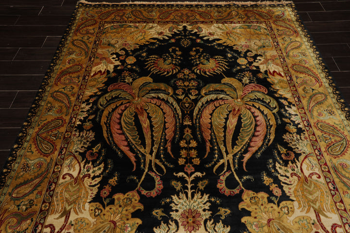 6x 9 Green, Rose, Red Color Hand Knotted Agra New Zealand Wool Traditional Oriental Rug