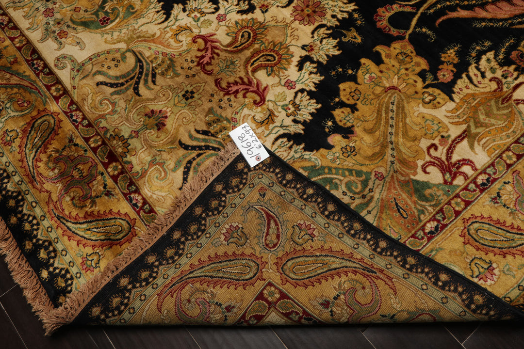 6x 9 Green, Rose, Red Color Hand Knotted Agra New Zealand Wool Traditional Oriental Rug