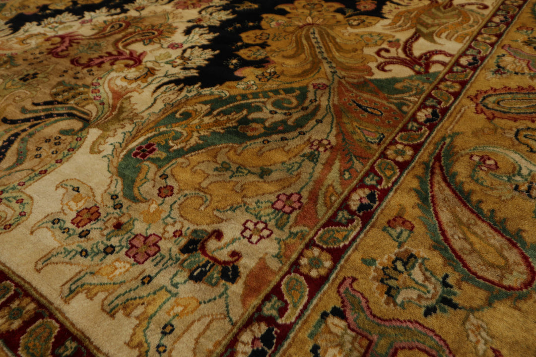 6x 9 Green, Rose, Red Color Hand Knotted Agra New Zealand Wool Traditional Oriental Rug