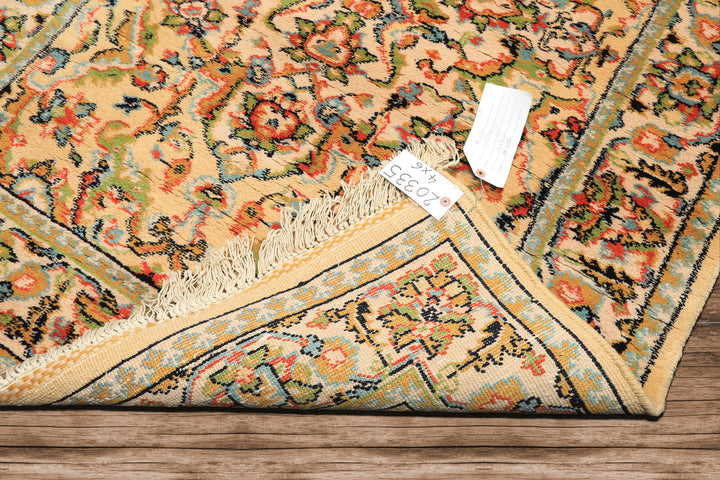 4x6 Beige, Lime, Burnt Orange Color Hand Knotted Indo Oushak Wool Arts & Crafts Oriental Rug