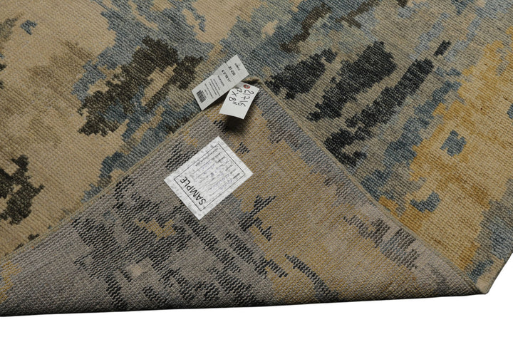 6x9 Beige, Gray, Gold Color Hand Knotted Oushak Wool Modern Oriental Rug