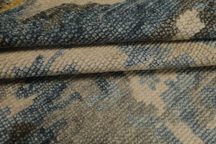 6x9 Beige, Gray, Gold Color Hand Knotted Oushak Wool Modern Oriental Rug