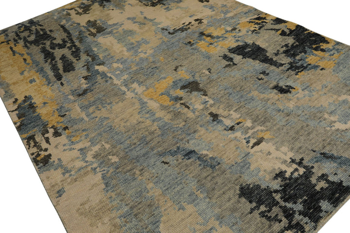 6x9 Beige, Gray, Gold Color Hand Knotted Oushak Wool Modern Oriental Rug