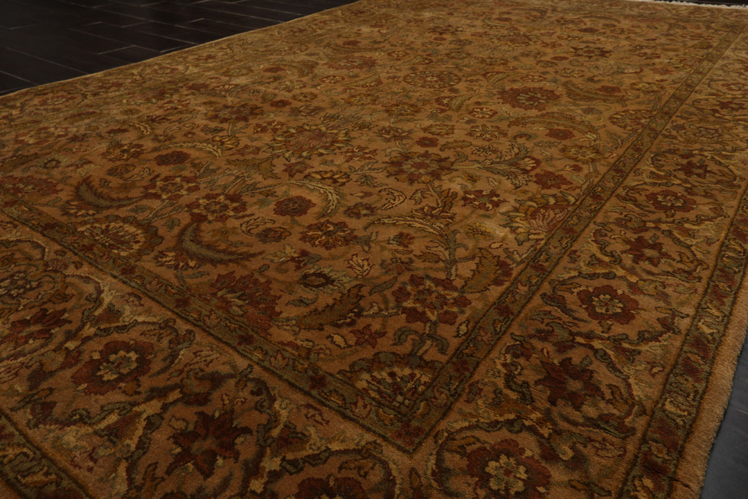 6x9 Caramel, Gold, Lime Color Hand Knotted Agra New Zealand Wool Traditional Oriental Rug