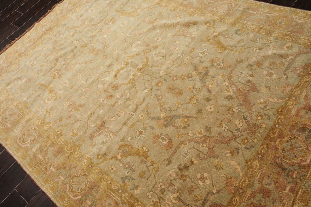 6x8 Mint, Gold, Taupe Color Hand Knotted Oushak Wool Traditional Oriental Rug