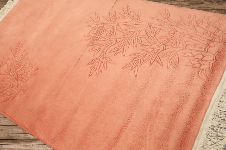 4x6 Blush, , Color Hand Knotted Solid Wool Modern & Contemporary Oriental Rug