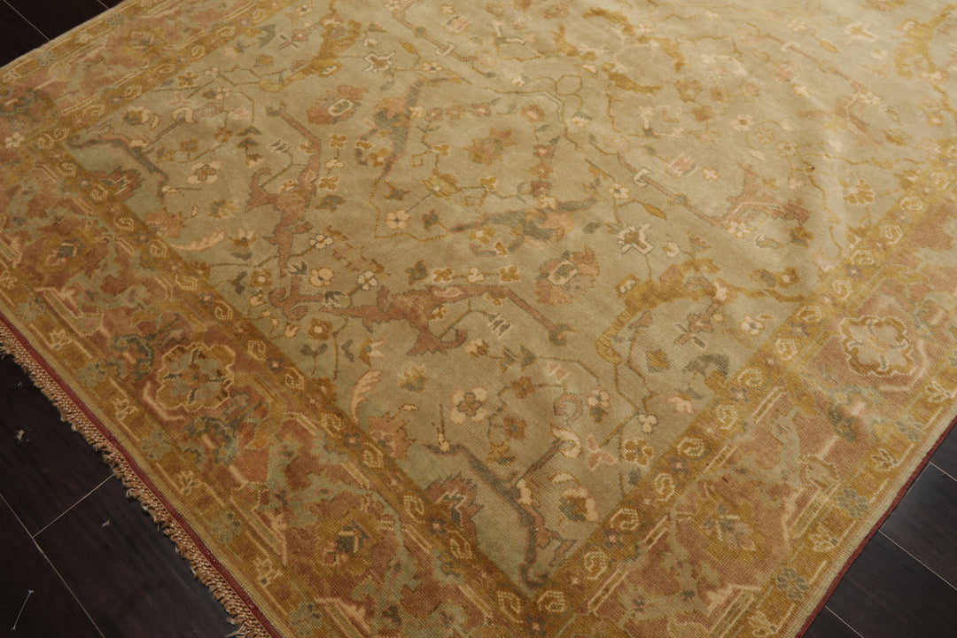 6x8 Mint, Gold, Taupe Color Hand Knotted Oushak Wool Traditional Oriental Rug