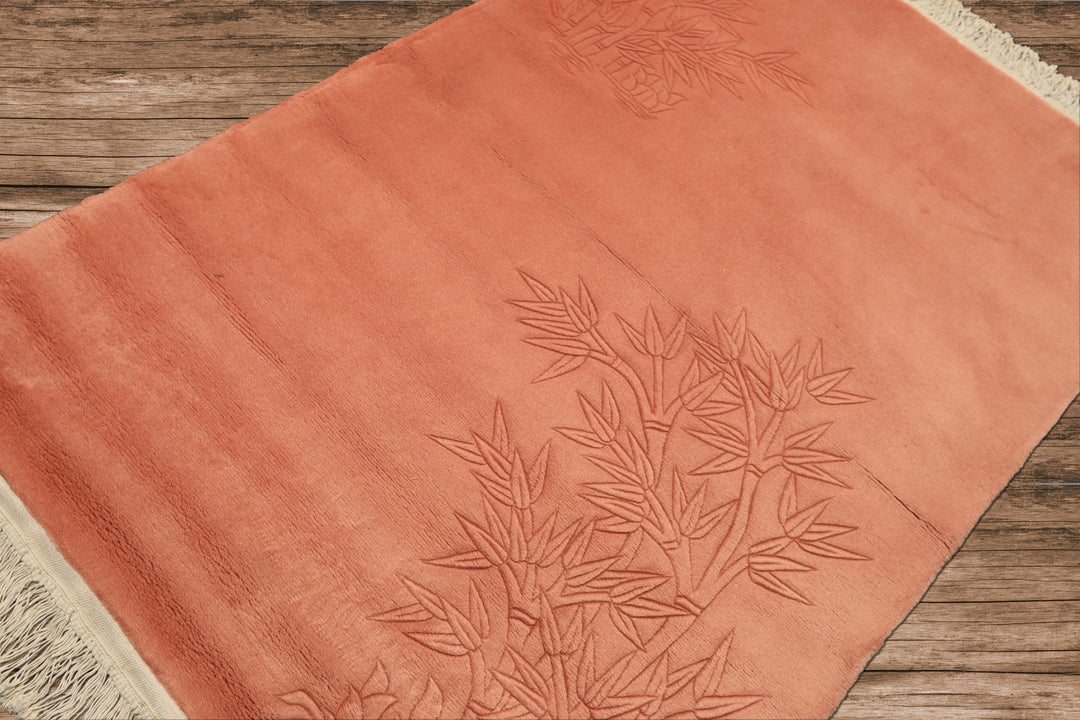 4x6 Blush, , Color Hand Knotted Solid Wool Modern & Contemporary Oriental Rug