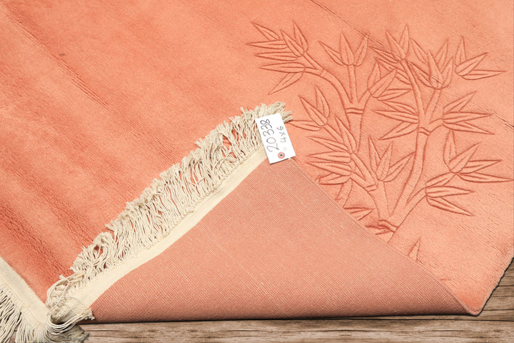 4x6 Blush, , Color Hand Knotted Solid Wool Modern & Contemporary Oriental Rug