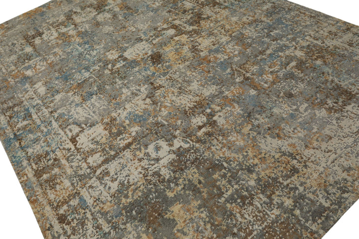 6x9 Gray, Ivory, Aqua Color Hand Knotted Sherpa Wool &amp; Bamboo Silk Modern Oriental Rug