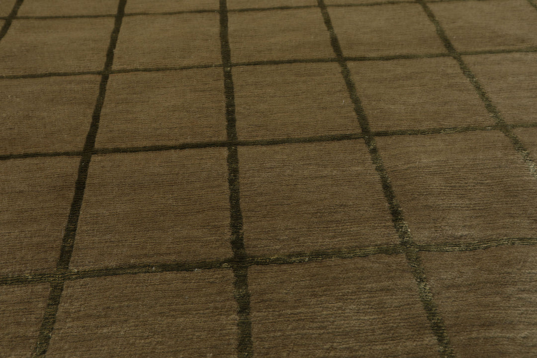 4x6 Moss, Green, Color Hand Knotted Tibetan Wool & Silk Transitional Oriental Rug