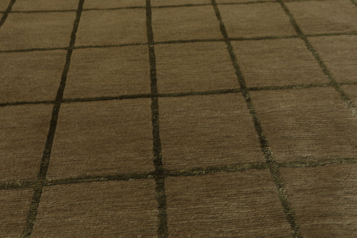 4x6 Moss, Green, Color Hand Knotted Tibetan Wool & Silk Transitional Oriental Rug