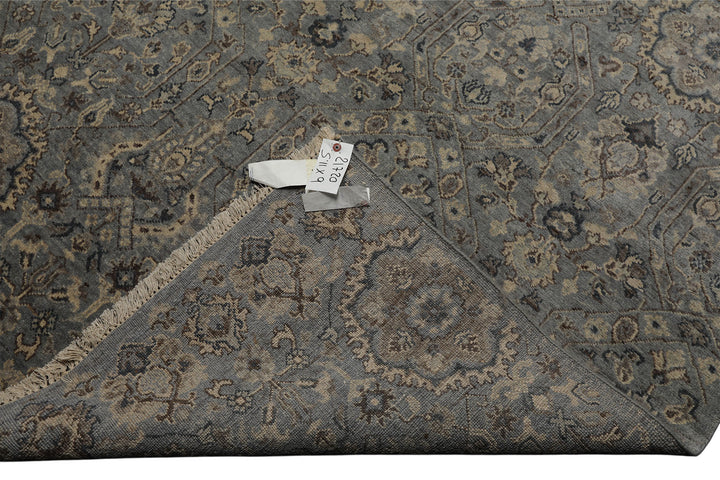 6x9 Blue, Brown, Ivory Color Hand Knotted Agra Wool Traditional Oriental Rug